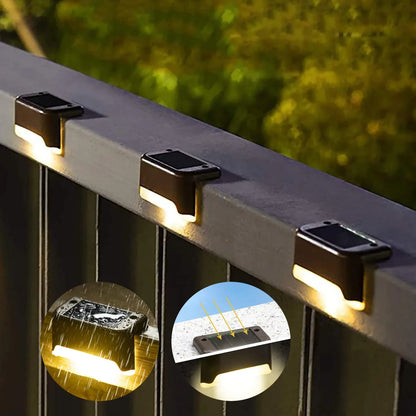 Solar LED Outdoor Garden Lights - Waterproof Step Deck Lamps for Stairs Patio Pathway & Landscape Decor