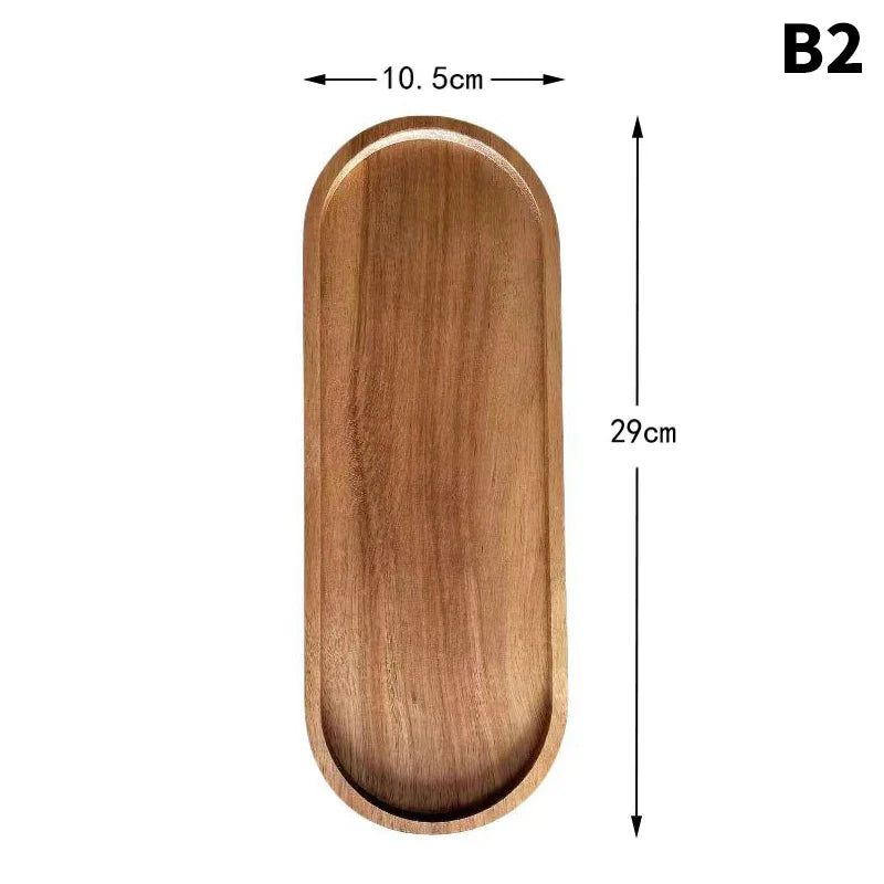 Solid Wood Round Dessert Plate – Japanese-Style Wooden Tray for Snacks, Dried Fruit & Tableware