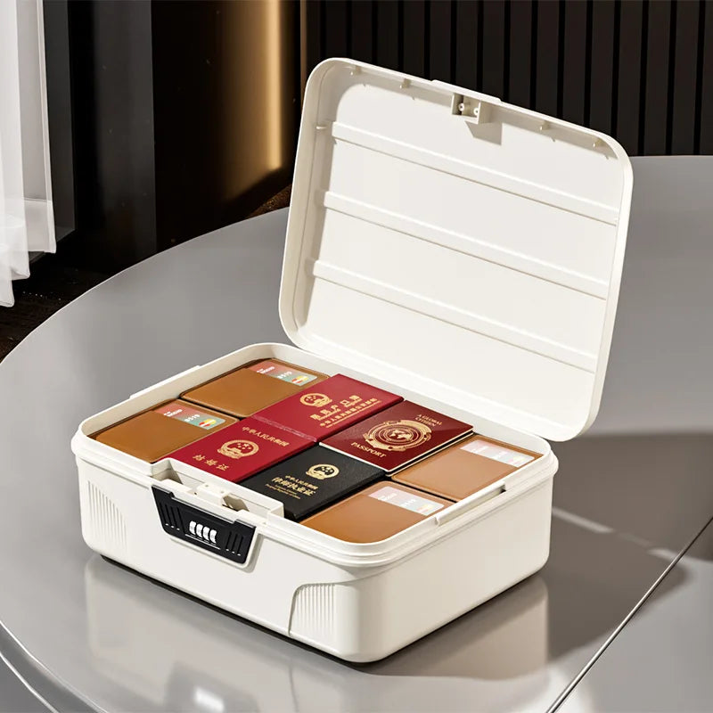 Four Digit Password Lock Safe Box – Portable Organizer for Passport, Medicine, Cash, Jewelry, and Privacy Security Storage