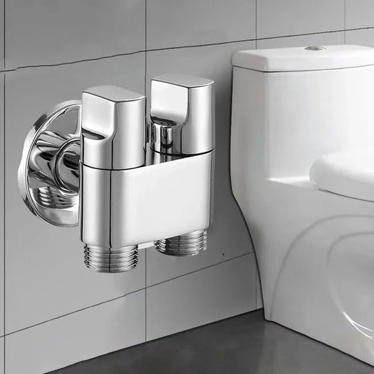 Double Control Washing Machine Faucet - Dual Outlet Triangle Valve Water Tap for Toilet and Washing Machine Connection