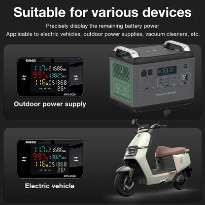KWS-DC26 Electric Power Meter - DC8-80V LED Voltmeter Ammeter Battery Charging Tester with XT60 & XT90 Plug