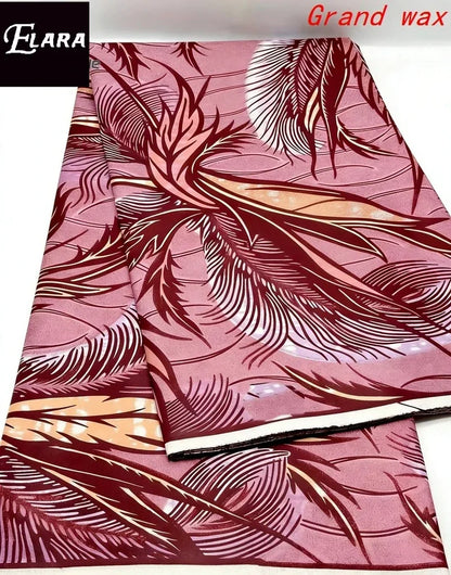 African Real Wax Print Fabric - Grand Original Ankara Blue Cotton Wax Material 6 Yards for Stylish Dresses & Uniforms