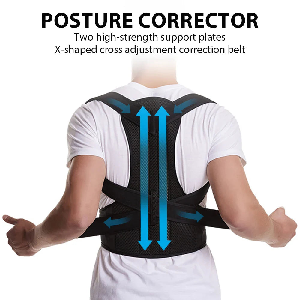 Adjustable Back Brace Posture Corrector – Lumbar & Shoulder Support Belt for Men & Women, Improve Scoliosis