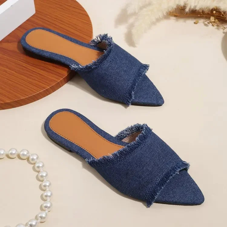 Women’s Summer Flats & Cowboy Sandals – Pointed Toe Flip Flops Casual Beach Dress Shoes