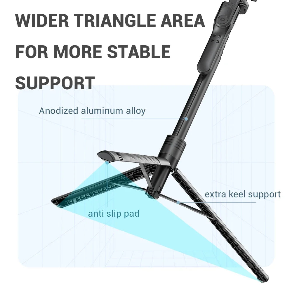 3-Axis Anti-Shake Selfie Stick with Bluetooth Remote – Retractable 1.7m Mobile Phone Holder with Flash & Live Stand