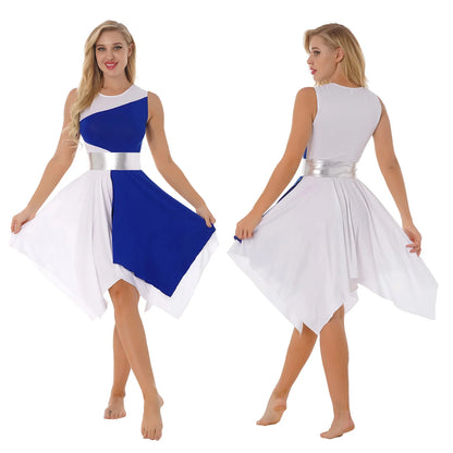 Women’s Liturgical Praise Dance Dress - Irregular Hem Modern Ballet Costume for Choir & Worship Performances