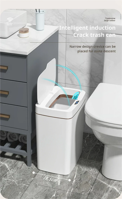 15L Smart Sensor Trash Can – Non-Contact Automatic Bagging Electronic Trash Bin for Smart Home & Bathroom, White