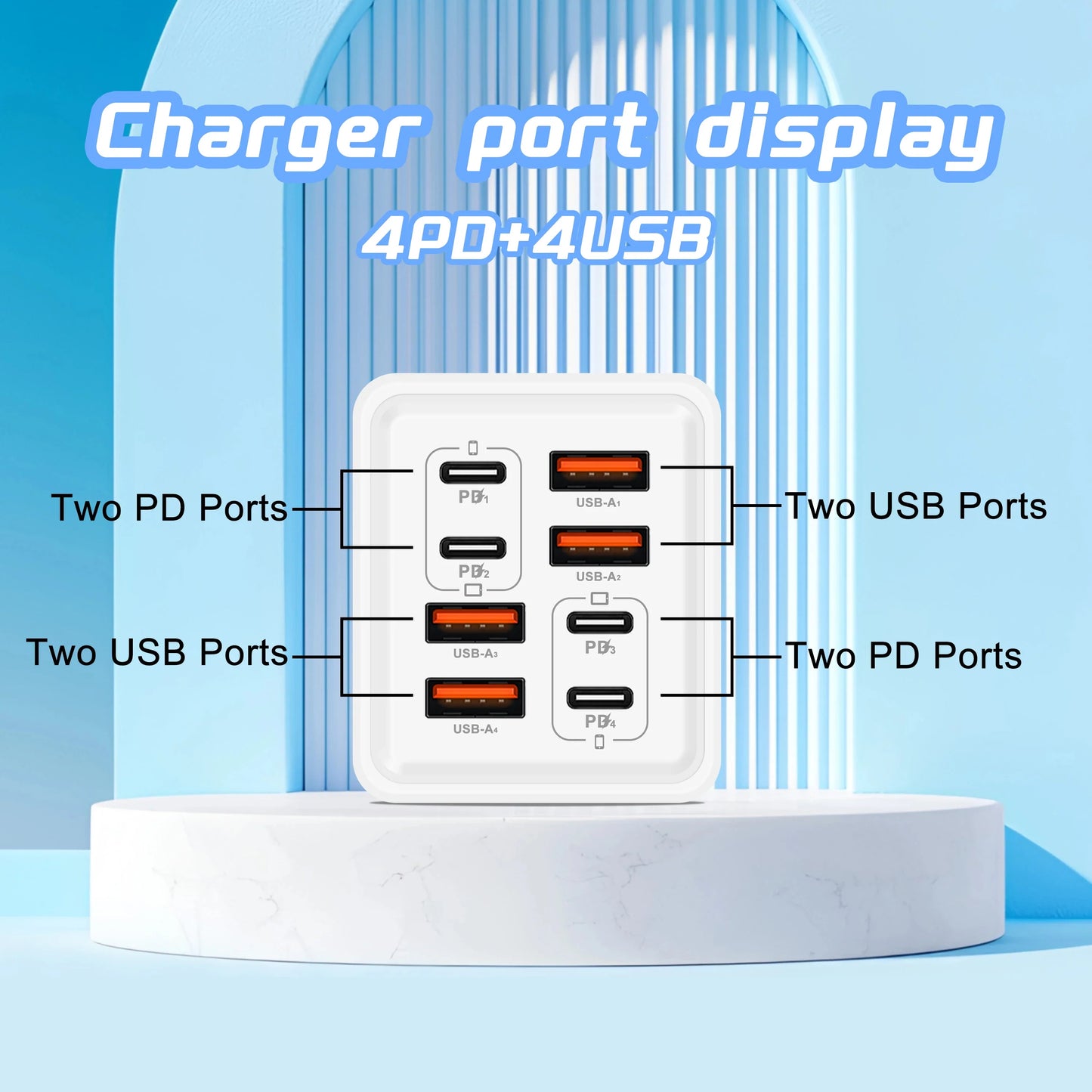 240W GaN USB C Charger - 8-in-1 Fast Charging Power Adapter for iPhone Samsung Xiaomi Devices