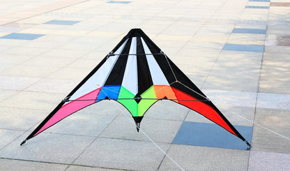 48-Inch Rainbow Dual Line Stunt Kite - Professional Flying Kite with Handles and Lines