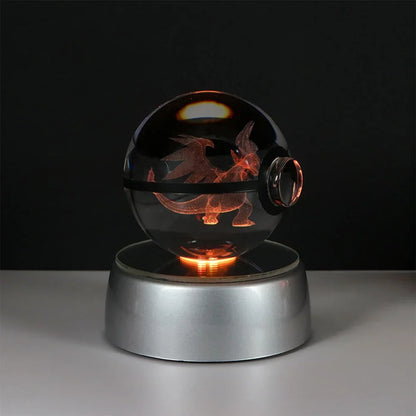 Pokemon Crystal Ball Night Light – Pikachu, Gengar, Eevee, Mewtwo & Lucario LED Pokeball, Kids Birthday Gift & Home Decor