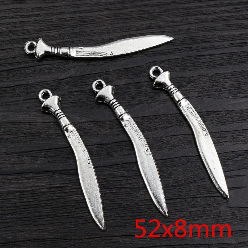 10pcs Antique Silver Sword Charms - DIY Jewelry Making Pendants Necklace Craft Accessories Findings
