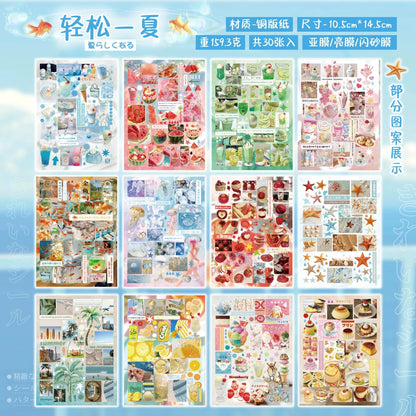 30Pcs Cute Die-Cut Sticker Book - Aesthetic DIY Scrapbook, Phone Case & Stationery Decoration Supplies