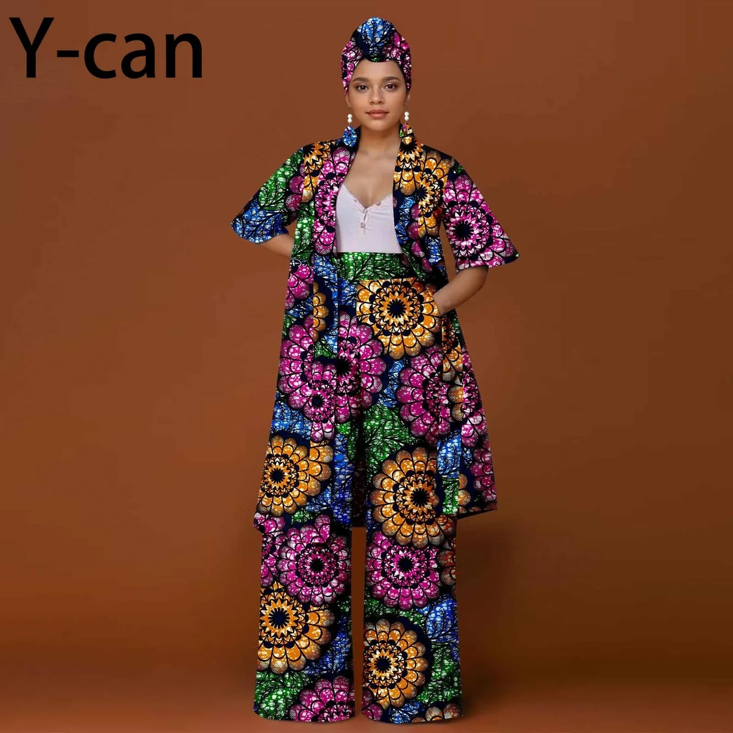 African Ankara 2-Piece Suit Set for Women - Traditional Print Jacket & Pants for Office, Business & Party Wear