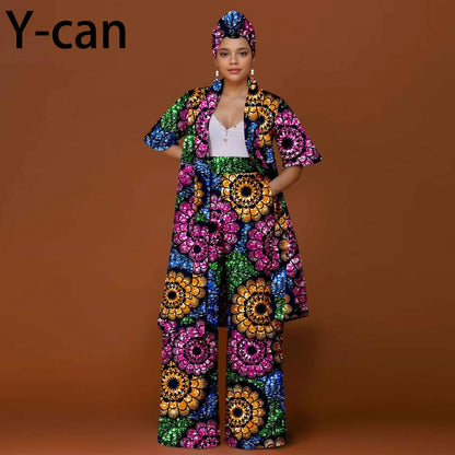 African Ankara 2-Piece Suit Set for Women - Traditional Print Jacket & Pants for Office, Business & Party Wear