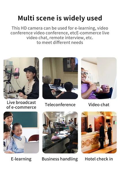 Portable Full HD Webcam | 1080P/2K/4K Auto Focus with Microphone for PC, Laptop & Live Streaming