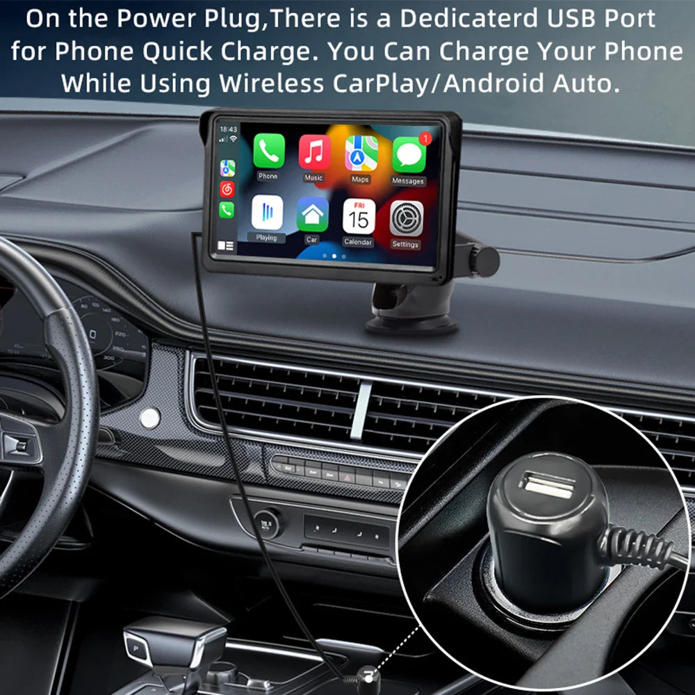 HIPPBQCC 7-Inch Car Radio – CarPlay & Android Auto Multimedia Player, Touch Screen, USB/AUX, Rear View Camera Compatible