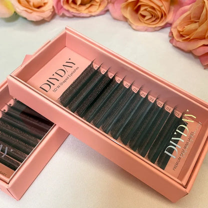 DIYDAY W Shape Eyelash Extensions - 3D-8D Blooming Volume Premade Fan Lashes for Natural Soft Eye Makeup Look
