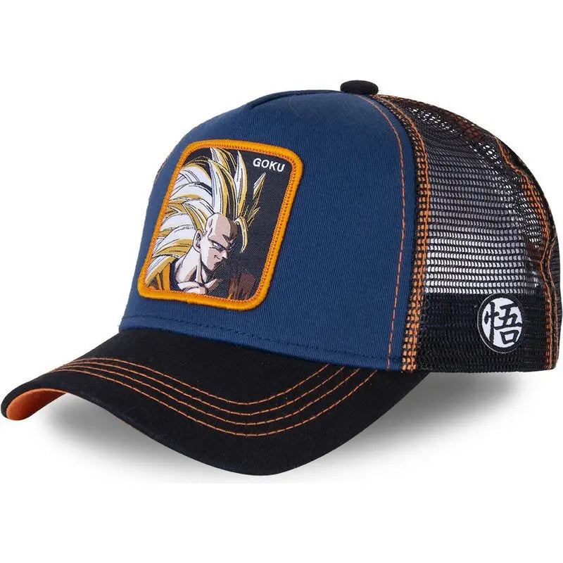 Dragon Ball Son Goku Embroidered Cap - Adjustable Hip Hop Trucker Mesh Sun Visor Hat for Men & Travel