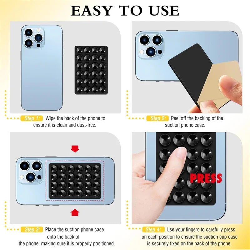 Hands-Free Silicone Suction Phone Holder – Strong Adhesive Stand for iPhone 15/14/13 Pro Max and Samsung S24/S23, Universal Grip Mount