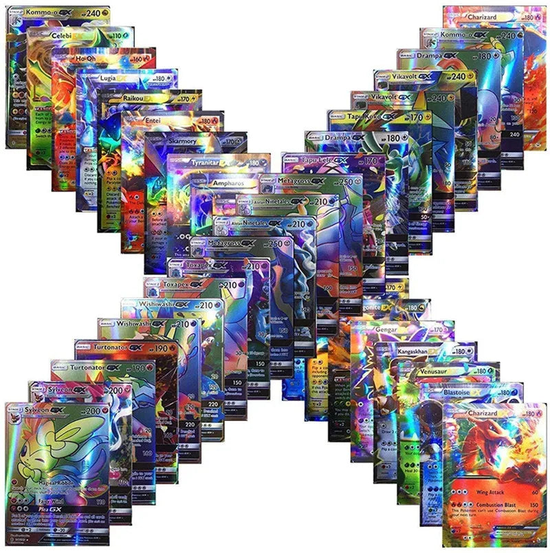 20pcs English Pokémon Cards – GX, Tag Team, VMAX, EX, Mega Shining Trading Cards for Game Battle Collection, Kids’ Toys & Gifts