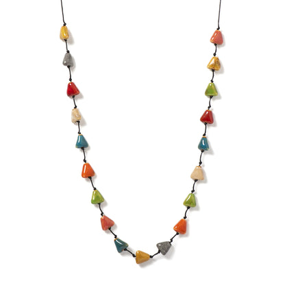 Colorful Handmade Ceramic Jewelry Set - Adjustable Boho Necklace & Bracelet Two-in-One Gift for Women