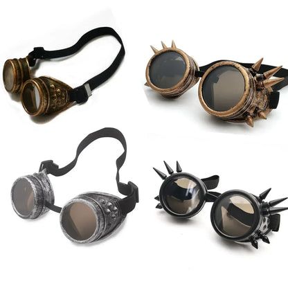 Motorcycle Retro Steampunk Sunglasses – Gothic Driver Protective Glasses for Costume & Dress-Up