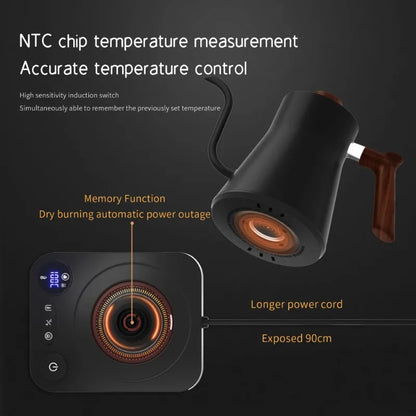 1200W Intelligent Electric Kettle - Gooseneck Hand Brewed Coffee Pot for Milk Powder & Precision Brewing