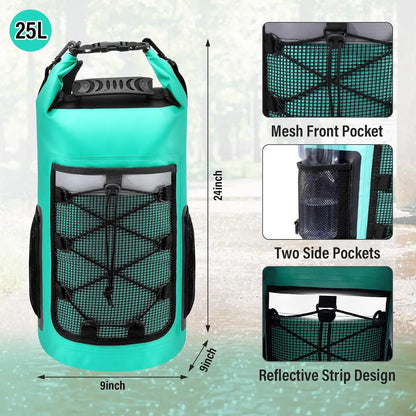 25L Waterproof Dry Bag Backpack - Roll-Top Outdoor Swimming, Kayaking & Camping Bag