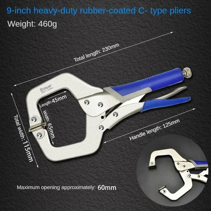 RUR Heavy-Duty C-Type Locking Pliers - Multi-Function Industrial Clamps for Woodworking & Repairs