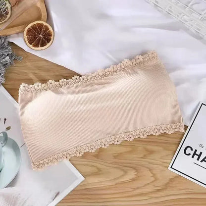 Women Summer Strapless Lace Bra, Seamless Breathable Invisible Chest Wrap Bralette, Sexy Back Lace Underwear Brassiere Top