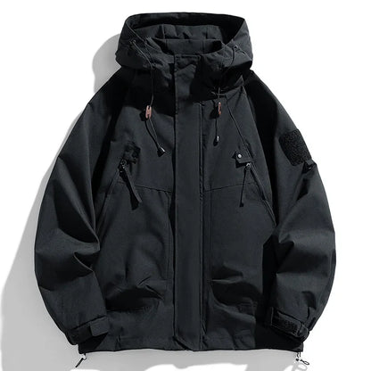 Men’s Hooded Windbreaker Jacket - Waterproof Lightweight Softshell Bomber Coat for Camping and Hiking