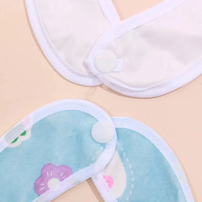 5PCS Baby Cartoon Snap Bibs - Super Soft Waterproof Crystal Velvet Newborn Feeding & Saliva Towels