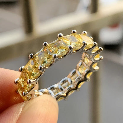 925 Sterling Silver Eternity Band Ring - CZ Diamond Promise Engagement Wedding Jewelry for Women & Men