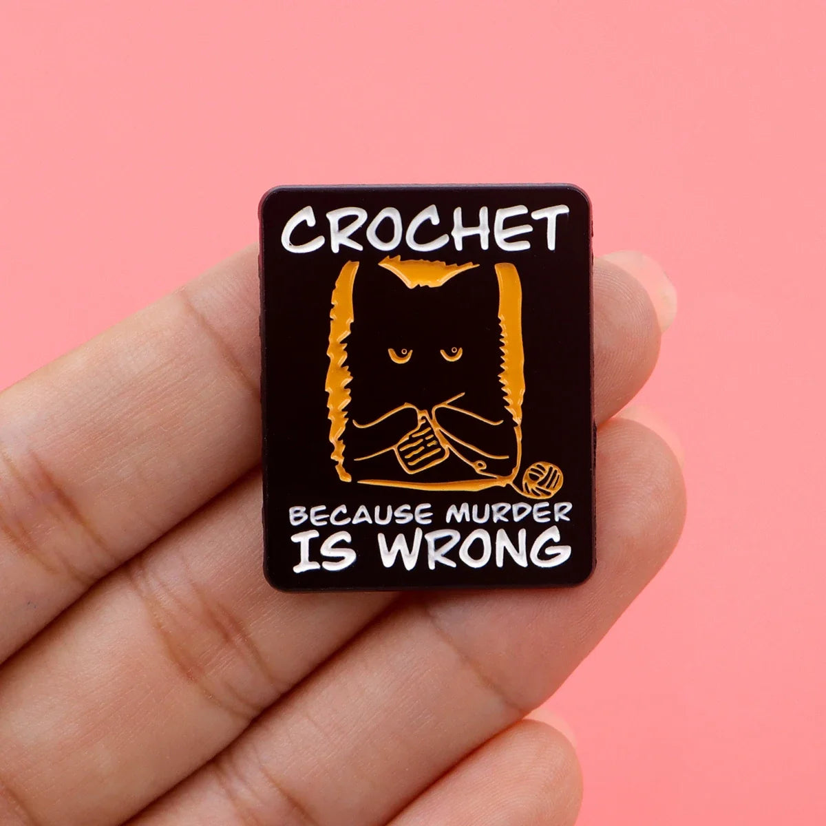 Cute Black Cat Enamel Pin - Crochet Style Brooch Badge for Backpack Hat Collar Lapel Cosplay Accessories Gift