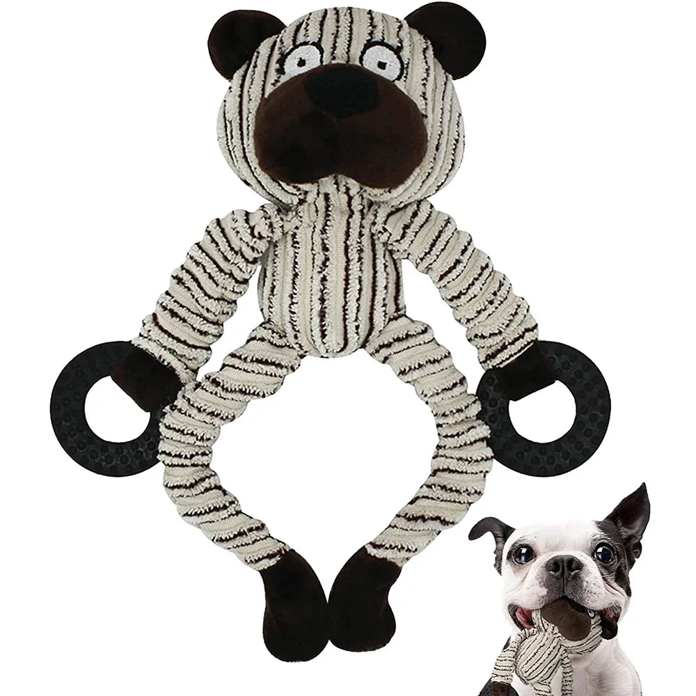 Squeaky Puppy Chew Toys – Plush Interactive Monkey Toy for Teething & Training Small Dogs