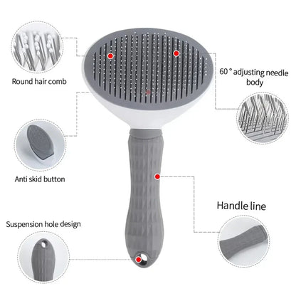 Pet Cat & Dog Hair Brush – Stainless Steel Grooming Comb for Long Hair Pets, Dog Cleaning & Care Accessories