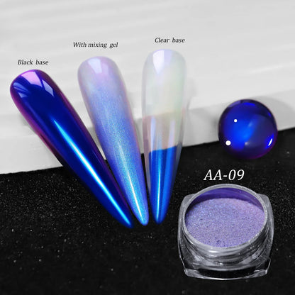 Chameleon Magic Mirror Nail Powder - Holographic Diamond Glitter Pigment for UV Gel Manicure & DIY Nail Art