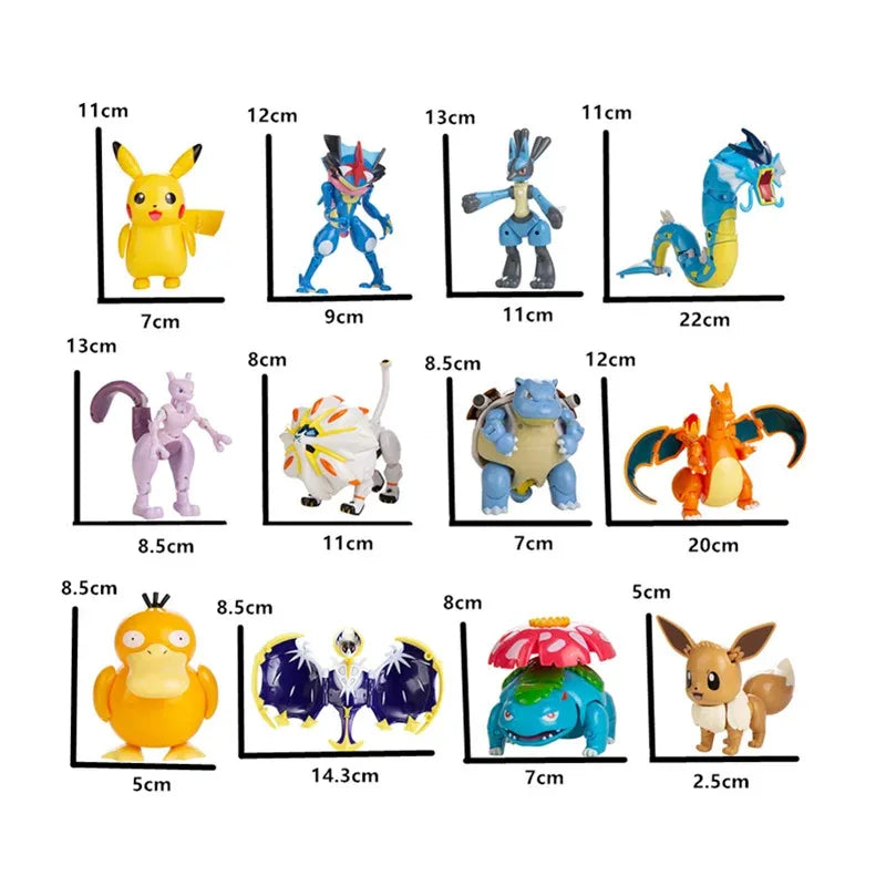 New Pokémon Action Figures – Pikachu, Charizard & Greninja Pocket Monster Poké Ball Deformation Toys for Kids Birthday Gifts