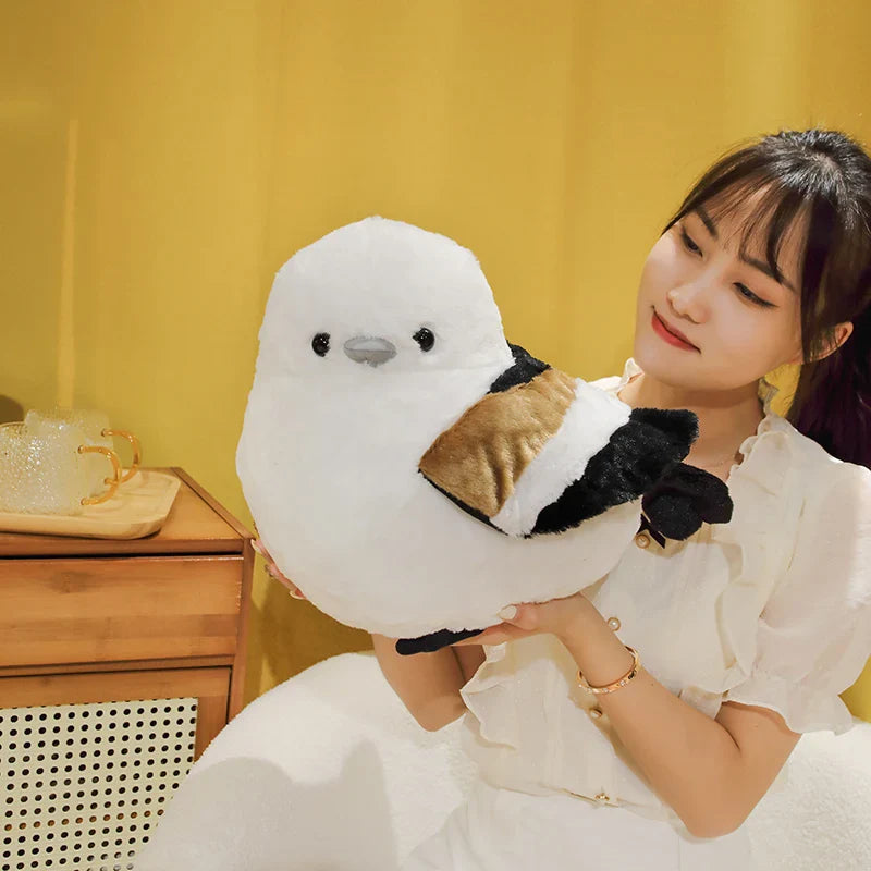 Cartoon Long-Tailed Tit Plush Toy – Cute Round Bird Stuffed Animal for Kids, Girls & Boys Gifts