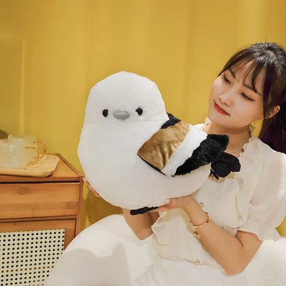 Cartoon Long-Tailed Tit Plush Toy – Cute Round Bird Stuffed Animal for Kids, Girls & Boys Gifts