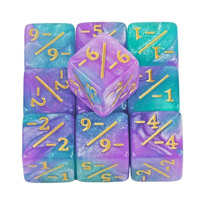 10pcs Six Sided Dice Set - D6 Counters +1/+1 & -1/-1 for Math Learning, Kids Arithmetic Toys and Card Game Accessories