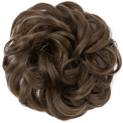 Synthetic Messy Hairpiece Chignon Scrunchie – Blonde & Brown Donut Bun for Women, Elastic Daily Use Hair Extension H9