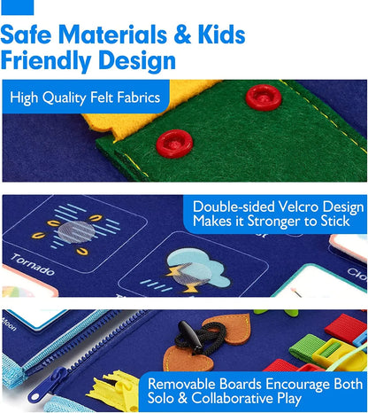 Montessori Busy Book – Portable Educational Toy for Toddlers, Travel Activity Board, Fine Motor Skills & Early Learning