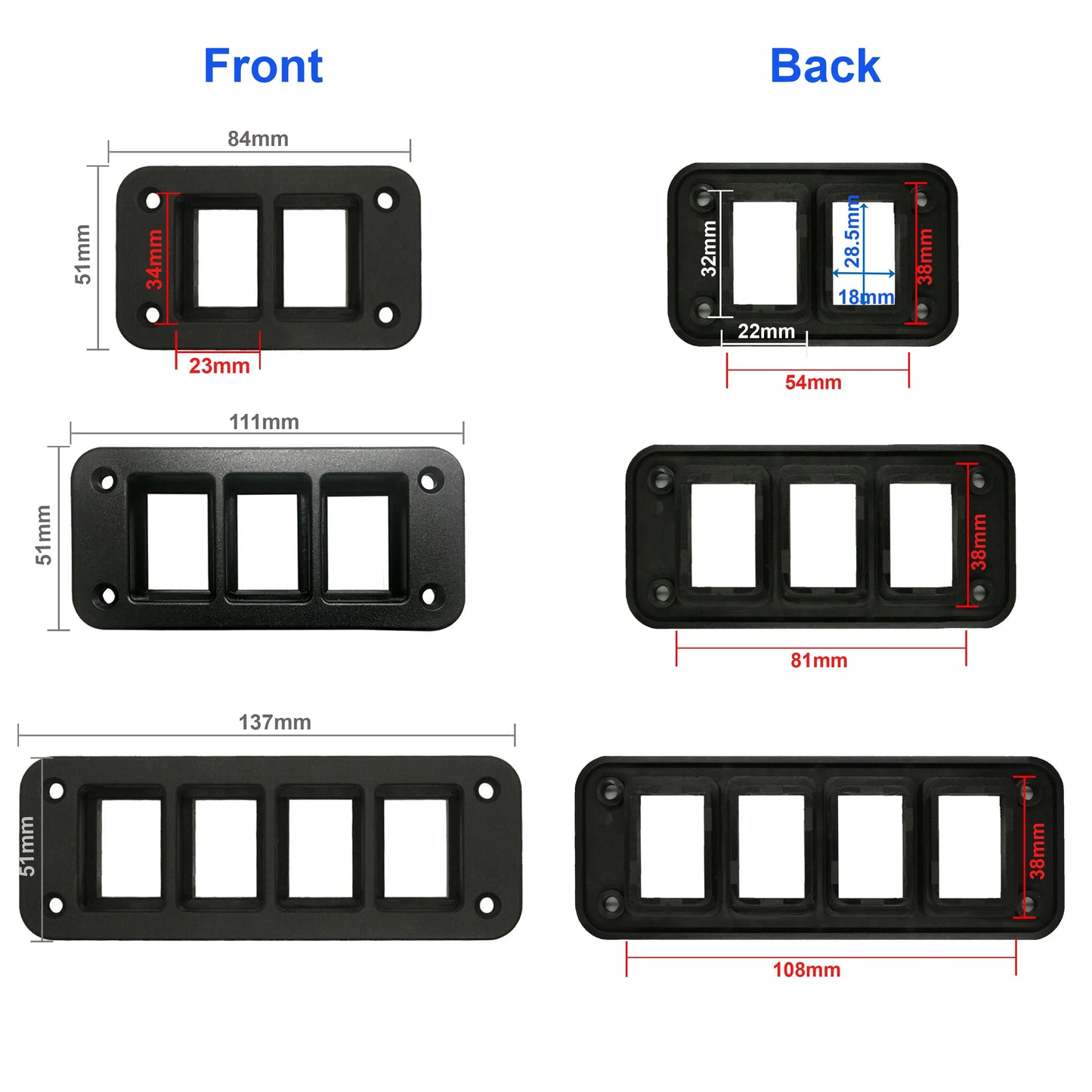 Toyota Push Switch Mount Bracket - 32x22mm Panel Holder for LandCruiser Prado Hilux Hiace Tacoma