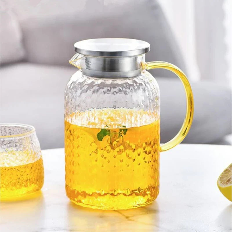 Heat Resistant Glass Pitcher - 1.2L-2L Explosion-Proof Juice Jug Water Kettle & Clear Teapot Container