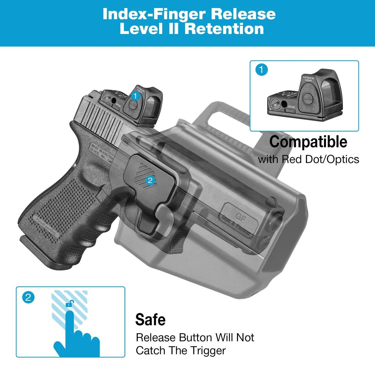 Universal Polymer Pistol Holster - Right Hand Quick Draw Auto Lock Carry Case