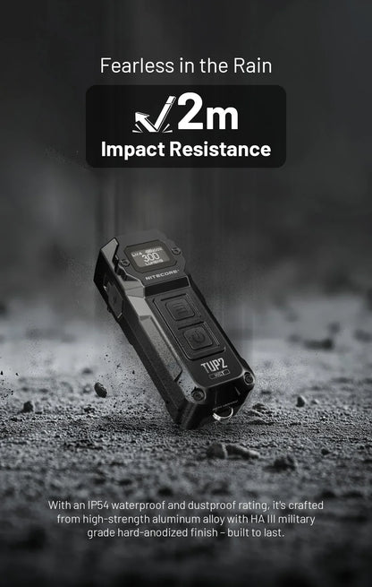 NITECORE TUP2 Mini EDC Keychain Flashlight – USB-C Rechargeable 1200 Lumen for Camping