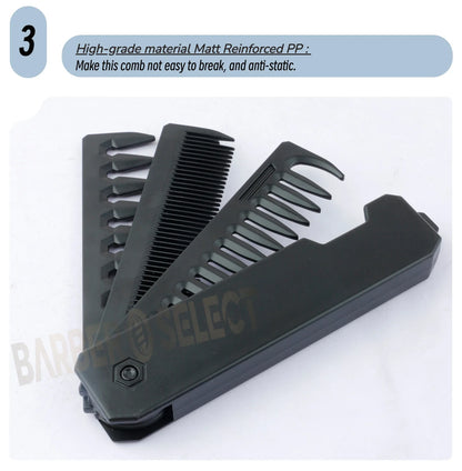 Newest 1/2/3-in-1 Portable Folding Comb – Wide Tooth Barber Clipper, Mini Beard & Hair Combing Styling Tool