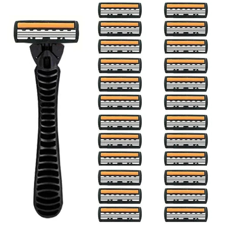 Premium 3-Layer Stainless Steel Safety Razor – Replaceable Blades for Smooth Shaving Men & Women