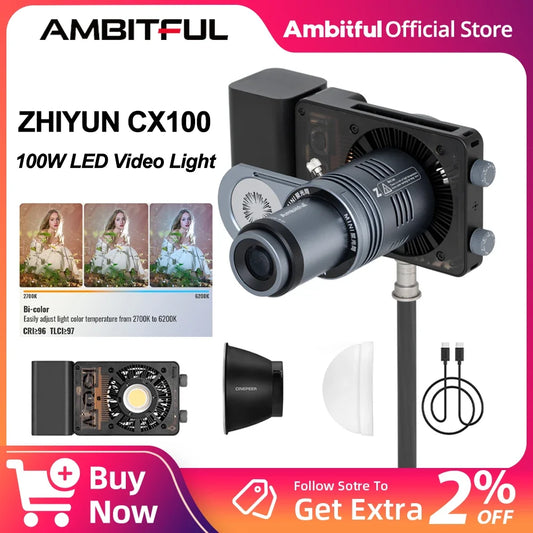 Zhiyun CINEPEER CX100 100W COB LED Video Light - Bi-Color Handheld Photography Fill Light